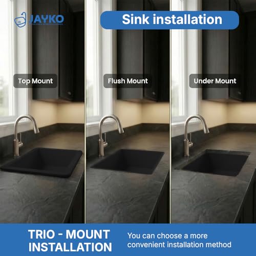 Image of JAYKO Quartz Acrylic Kitchen Sink for Modular Kitchen | Granite Finish, Scratch & Heat Resistant | Easy to Clean & Stylish Sink for Home (SI, 32x20in)