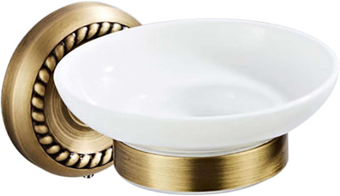 Wall Mount Soap Brass Soap Holder With Removable Ceramic Dish Wall Mounted For Bathroom Kitchen Oval(Oval)