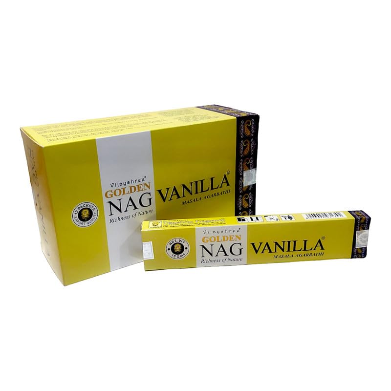 Golden Nag Vanilla Masala Incense Joss Stick Natural Handmade Agarbatti Rolled Moulded Bamboo Stick 3 Pack 15 gm