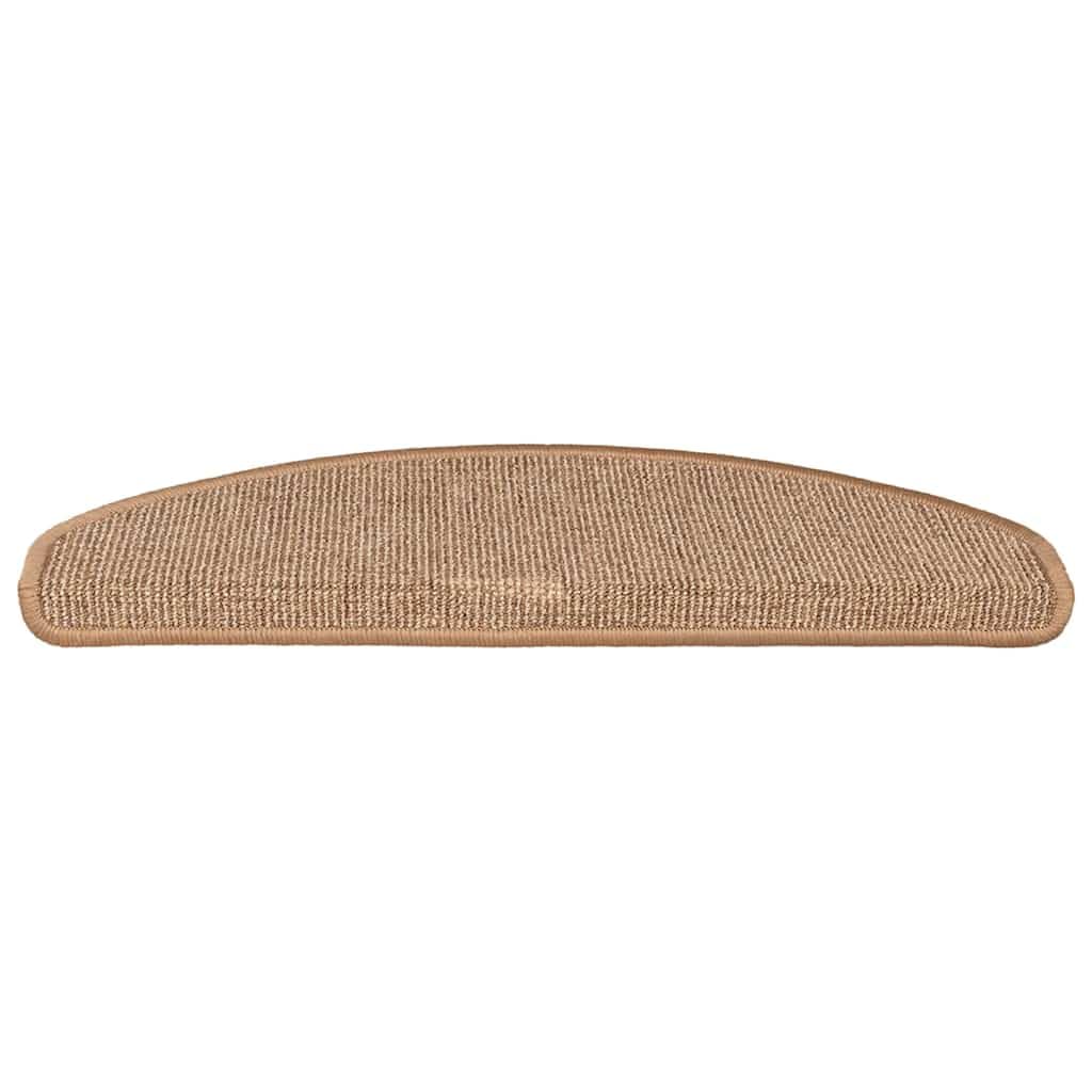Tapis d'Escalier 15 Pièces 65x21x4 cm Brun Clair Antidérapant PP