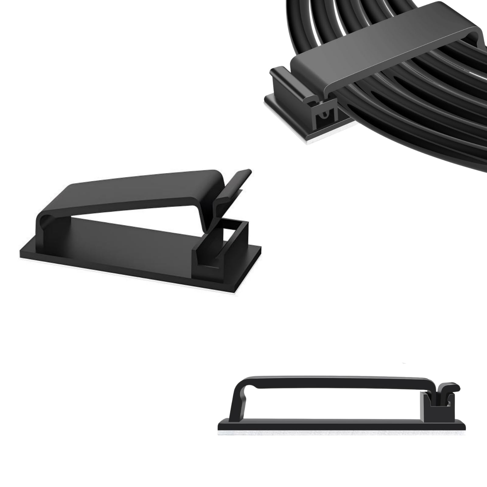 20 PCS Cable Management Clips, X-Large Clips for Under Desk Wire Management, Adhesive Organizer Multiple Cord (Computer/PC, Network, TV, Ethernet, Electric Wires) Black