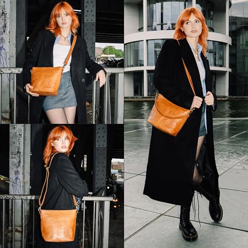 Berliner Bags Vintage Schultertasche Madison, Mittelgroße Umhängetasche aus Leder, Crossbody Bag, Handtasche für Damen - Braun