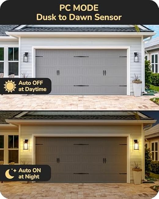 EDISHINE Dusk to Dawn Outdoor Wall Light, 2 Pack Outdoor Light Fixtures Wall Mount, Modern Exterior Lighting Fixtures, Clear Glass, Black Outside Wall Lantern for Front Door, Garage, Patio, Yard