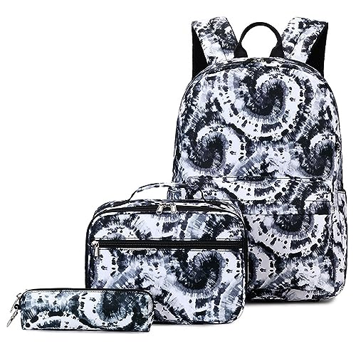 Mochilas escolares de teñido anudado con bolsa de almuerzo para hombres y mujeres, bolsa de libros escolares para escuela secundaria, estuche de lápices de 3 piezas, mochila de lentejuelas para niñas