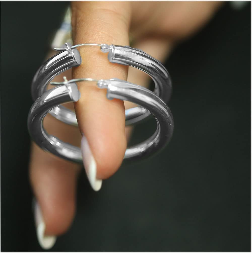 925 Sterling Silver Hoop Earrings for Women 3MM 4MM 5MM Round Silver Hoop Earrings for Women Jewelry, 20MM-50MM Diameter - Image 4