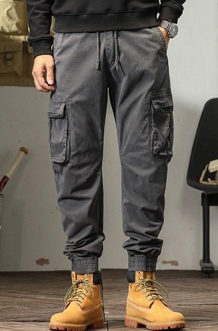 Image of Men's Cotton Cargo Pants Multi-Pocket,Comfortable Work Pants, Durable Trousers & Everyday Wear-CP-031