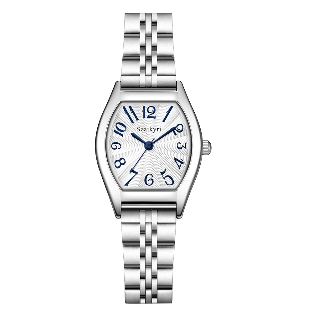 Barrel-Shaped Watch for Women with Easy Read Arabic Numerals Ladies Dress Watch