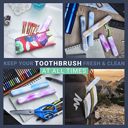 4 pack elite travel toothbrush case with drainage holes  portable breathable plastic toothbrush holders travel covers  ideal for camping trips amp daily use  assorted colors