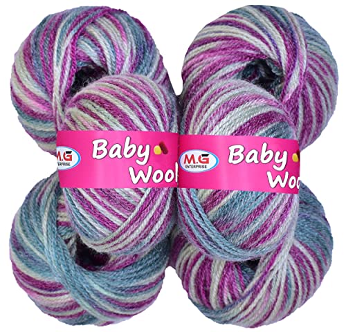 Image of M.G ENTERPRISE Premium Wool 100% Acrylic Wool Purple Mix (12 pc) Baby Wool M /G Wool Ball Hand Knitting Wool /Art Craft Soft M /G Fingering Crochet Hook Yar VE