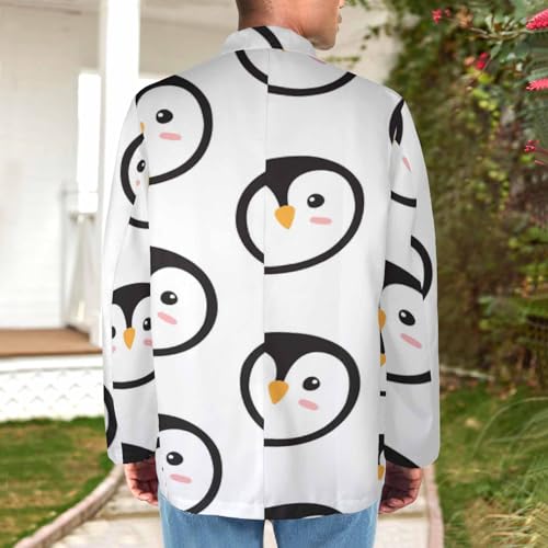 Men Blazer Jacket Cartoon Colored Penguin Face Men's Casual Blazer Suit Jackets One Button Lightweight Sport Coat3