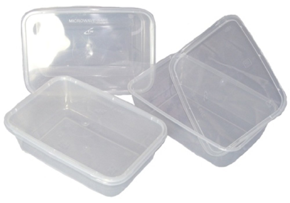 50 plastique transparent pour micro-ondes 650 ml/congélateur alimentaires Dimensions : 170 x 120 x 45 mm 650cc transport réutili