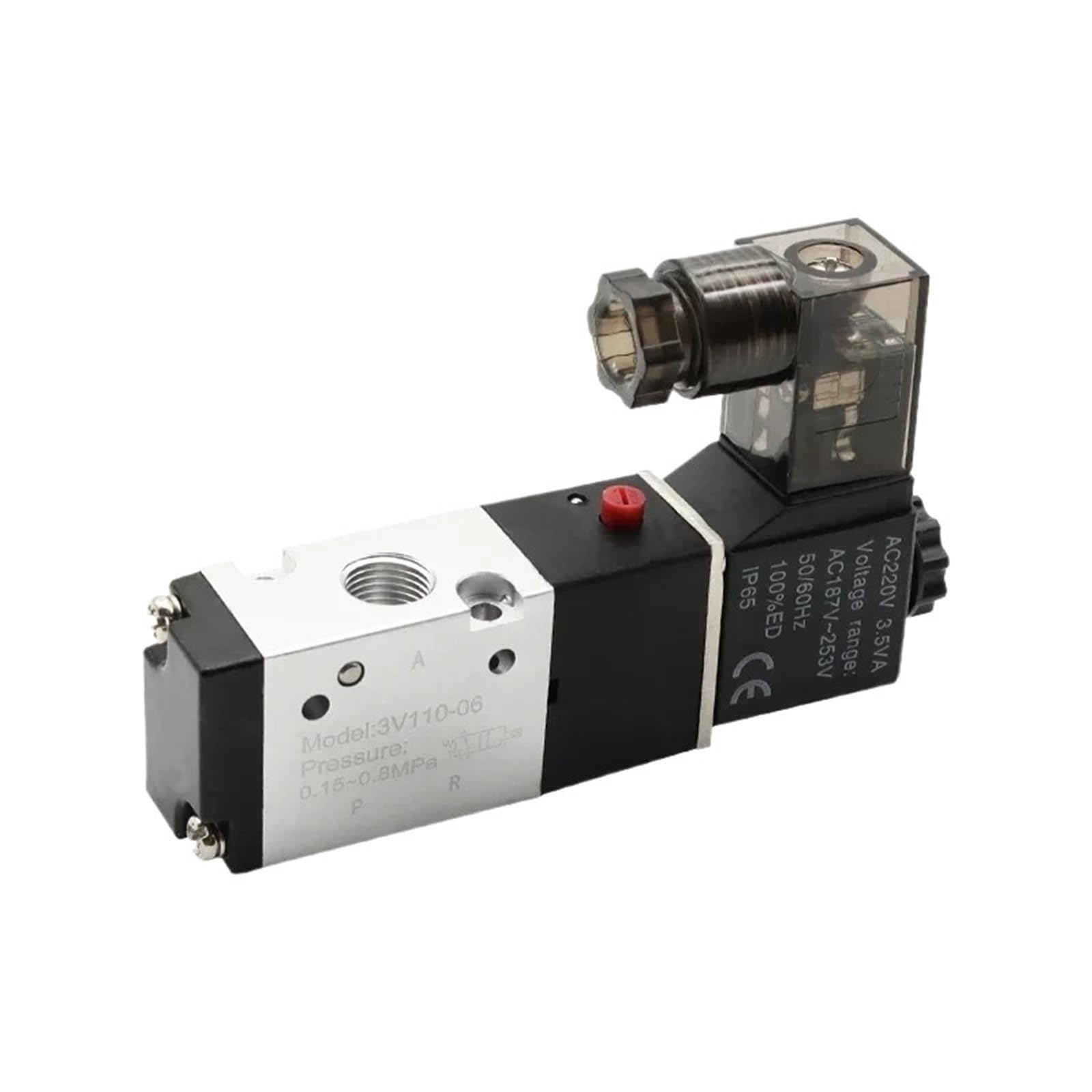 Elettrovalvola pneumatica a 3/2 vie, 2 posizioni, 3 porte, semplice controllo elettrico, 3V110-06, 1 unità(3V110-06 Wire,AC110)