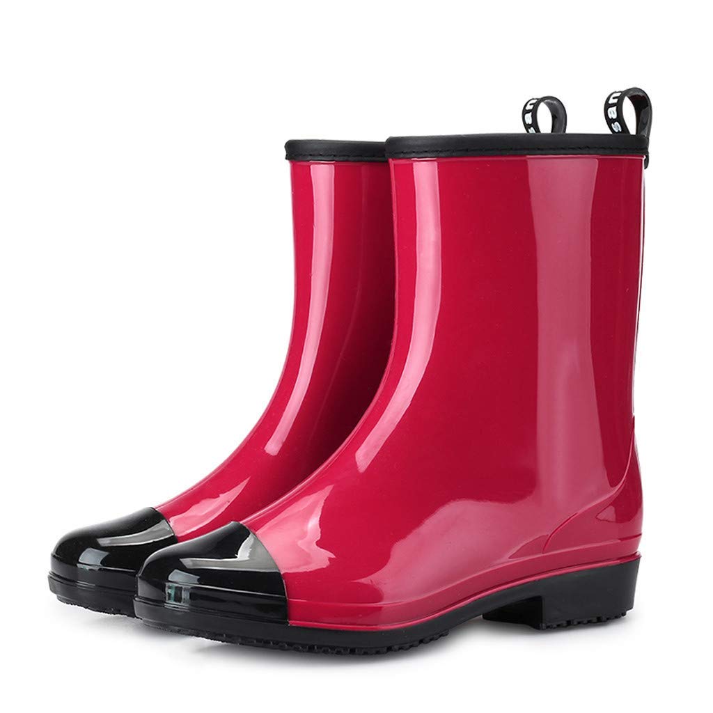 non-slip fashion casual ladys boots round head shoes waterproof rain boots  low heel high boots women's rain shoes rainy shoes