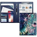 WAVEYU Geschäftsmappe für Männer und Frauen, Padfolio, Konferenz-/Lebenslauf-/Rechtsdokumenten-Organizer mit Klemmbrett in A4-Größe, Visitenkartenhalter, Dokumentenhülle, Mandala