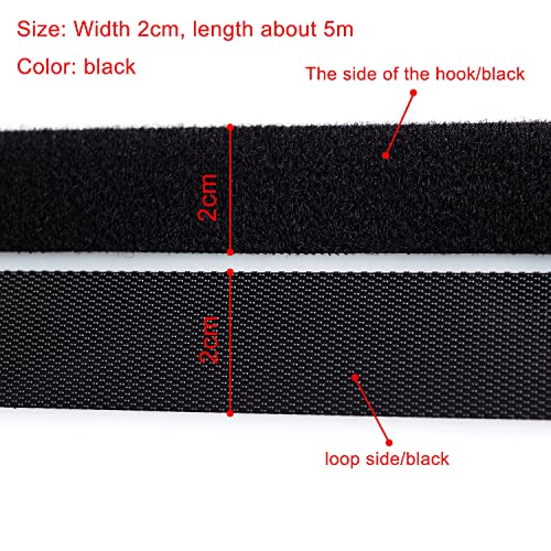 Image of Extremely Thin and Soft Strong Mini Clothes Hook and Loop Fasteners Sewing Type Back Without Adhesive Tiny Clothing Accessories DIY Handmade Materials (Black, 0.78 inch /20mm)