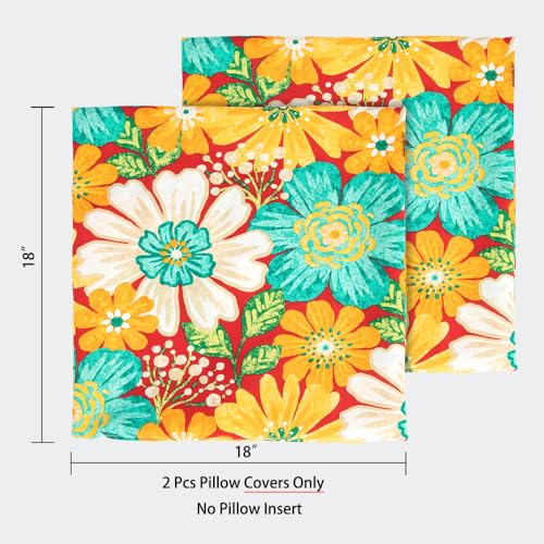 Magpie-Fabrics-Pack-of-2-Outdoor-Waterproof-Throw-Pillow-Covers-18-x-18-Inch-Decorative-Cushion-Sham-Pillowcase-Shell-for-Garden-Patio-BalconyEmbry-Red-Hibiscus Magpie Fabrics Pack of 2 Outdoor Waterproof Throw Pillow Covers 18 x 18 Inch Decorative Cushion Sham Pillowcase Shell for Garden Patio BalconyEmbry Red Hibiscus
