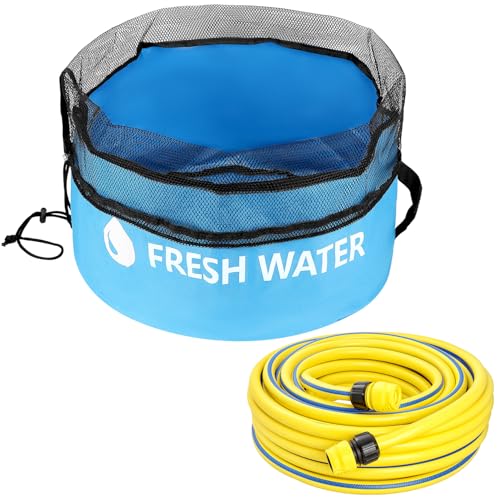 Image of QWORK 4-Pack Waterproof RV Hose Bag Storage - Includes Fresh Water, Black Water, Electrical & Accessories Bags - Heavy-Duty Breathable Mesh, Sewer Hose Storage Bag