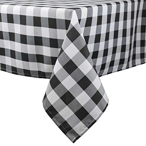 Black Checkered Tablecloth,60 x 120 Inch,Rectangle/Oblong Plaid Table Cloth,Indoor/Outdoor Party Banquet Picnic,Easy Care Washable Gingham Cloth (Black)