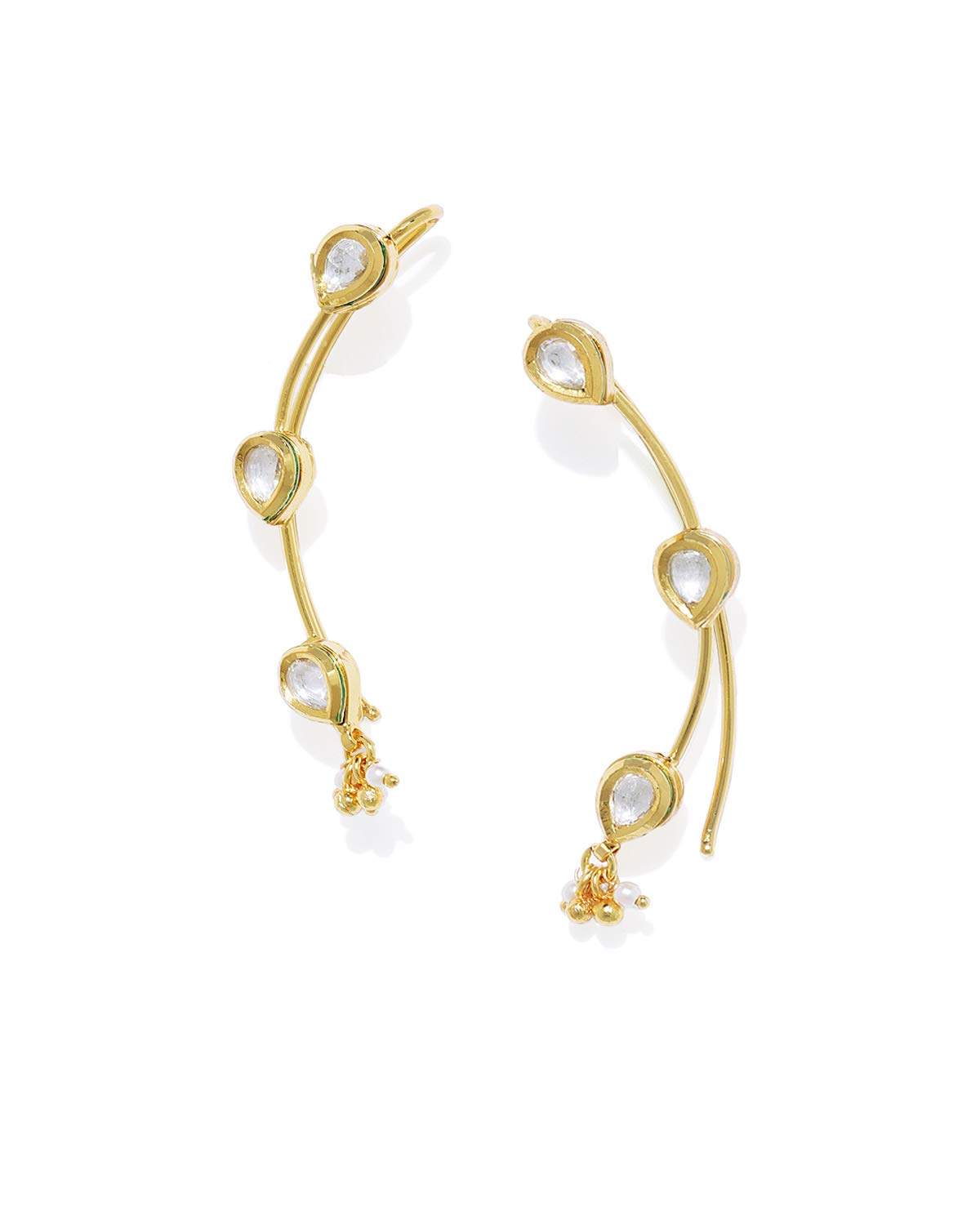 Accessher Traditional and Ethnic Gold Plated Delicate Clip On Closure Ear Cuffs Embellished with Drop Shape Vilandi Kundan for Women and Girls Pack of 1 Pair (B07Q3L9VDN) Amazon Price History, Amazon Price Tracker