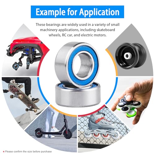 Image of 10pcs MR105-2RS Ball Bearings - Miniature Deep Groove Ball Bearing Double Blue Rubber Sealed Chrome Steel for RC Cars /Planes /Drone /Robotics and Small Electric Motors(5x10x4mm)