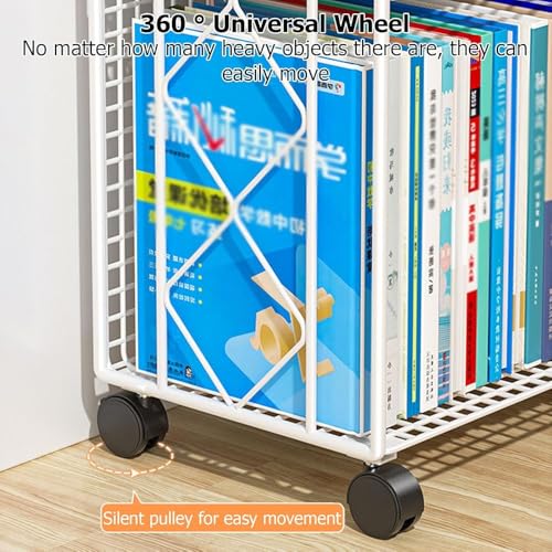 Carrello per libri con ruote bloccabili, con cartelle sospese, per uso scolastico