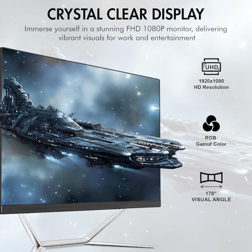 Image of All-in-One Desktop Computer PC, 24 inch FHD Display Monitor I3-8100T Quad-Core Processor 16GB RAM 512GB SSD, Dual-Band Wi-Fi, Bluetooth, 6 USB, VGA for Office Gaming Home Study