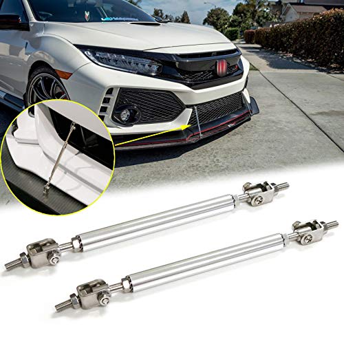 Xotic Tech 2pcs Adjustable 6"-9" Front Bumper Lip Splitter Strut Rod Tie Support Bars Universal for Most Vehicles, Silver