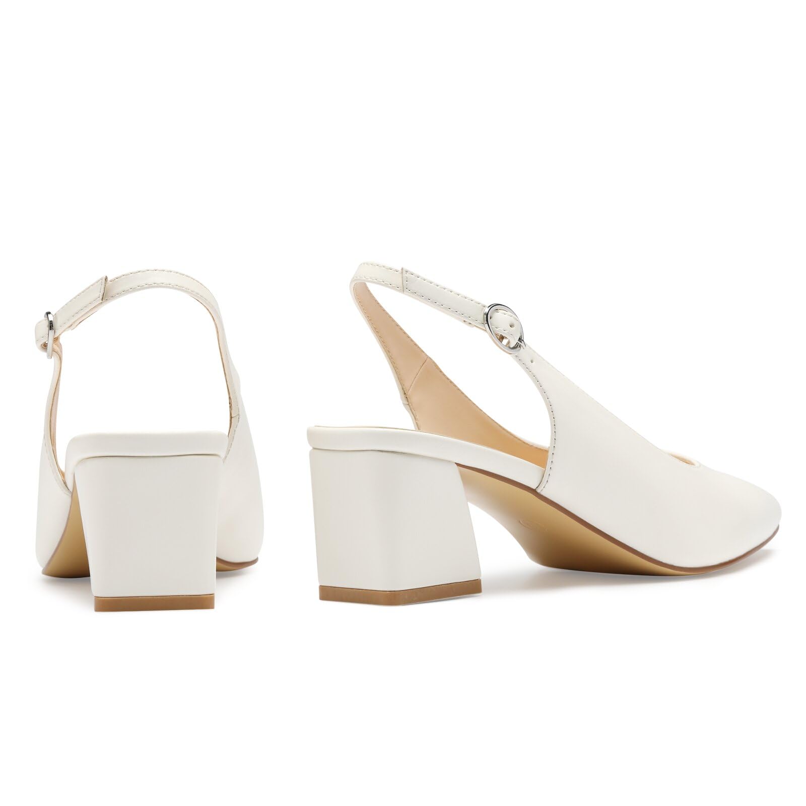 GENSHUO Scarpe da Donna con Tacco Basso e Spesso, con Punta Chiusa e Cinturino Posteriore, 6 cm, per Ufficio, Matrimonio, Festa