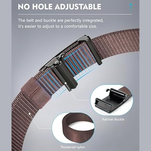 Men's Ratchet Web Belt,1.25 inch Nylon Automatic Buckle Belt,No Holes Invisible Belt for Men3