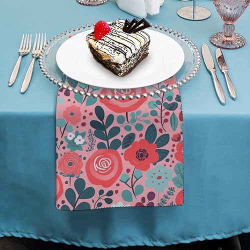 Servilletas de Tela Floral Roja 47.5x47.5 cm Pack x2 miniatura 4
