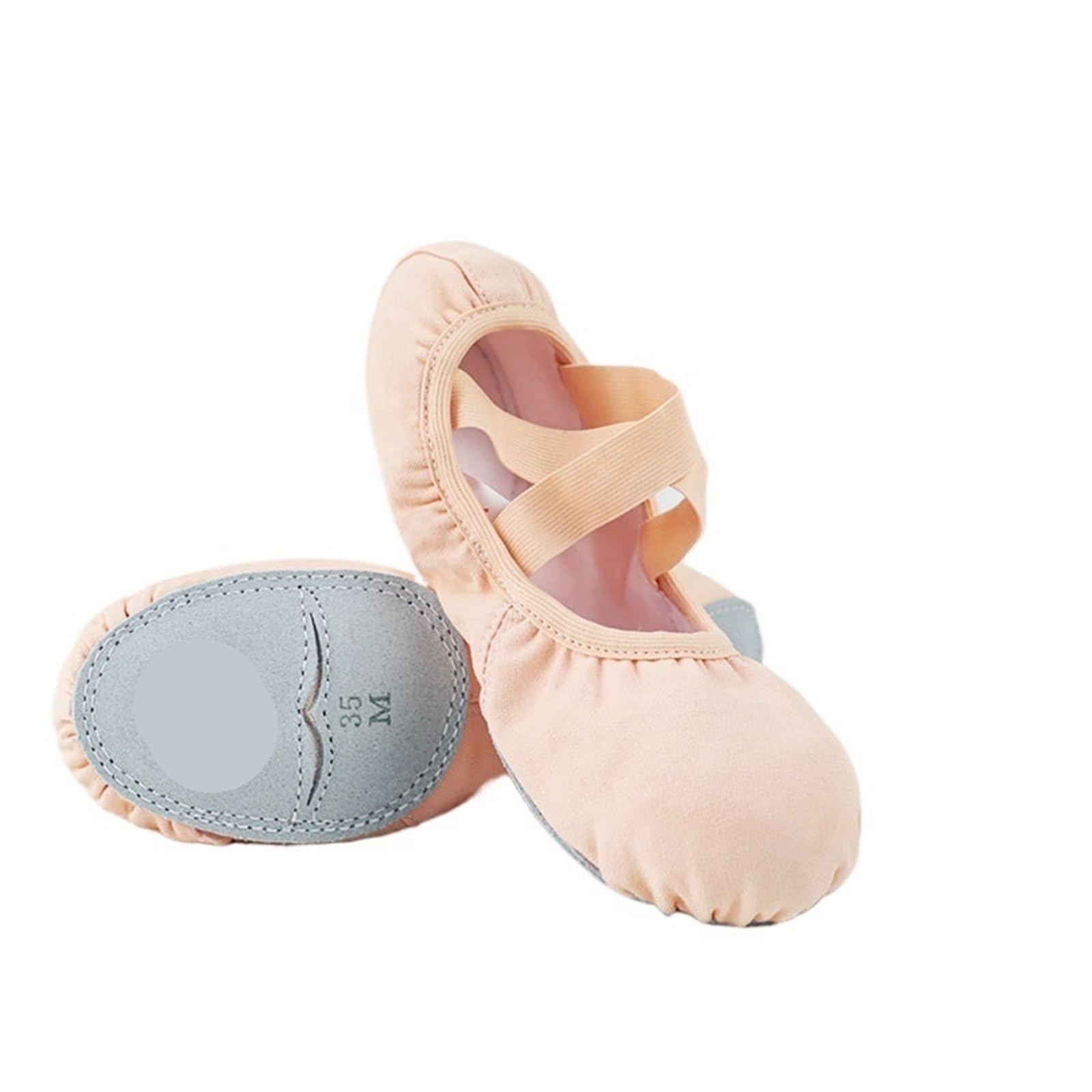 Ballettpantoffeln Ballett-Tanzschuhe for Damen und Mädchen, Teenager, Geteilte Sohle, Ballettschuhe, Kinder, Erwachsene, elastische Ballett-Praxis-Tanz-Hausschuhe(Beige,30)