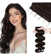 SEGOHAIR Wavy Tape In Hair Extensions Real Human Hair with Double-Sided Adhesive Professional Hai...