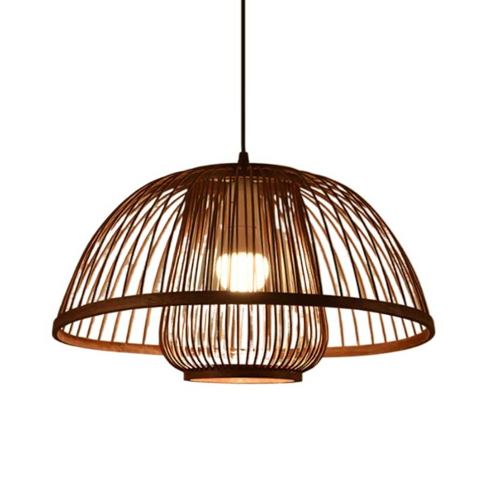 Lámpara de bambú natural colgante techo vintage estilo rural con base E27
