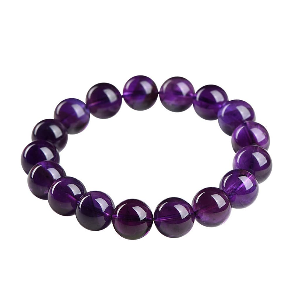 Bracciale con Ametista Naturale per Uomo e Donna, Braccialetti Elasticizzati con Perline di Pietra Fatti a Mano, Gioielli in Cristallo, Braccialetto di purificazione curativa Yoga,10~10.8mm
