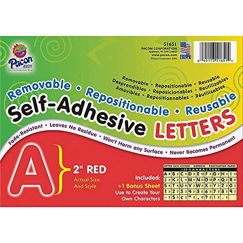 Pacon Self-Adhesive Letters, Red, Puffy Font, 2