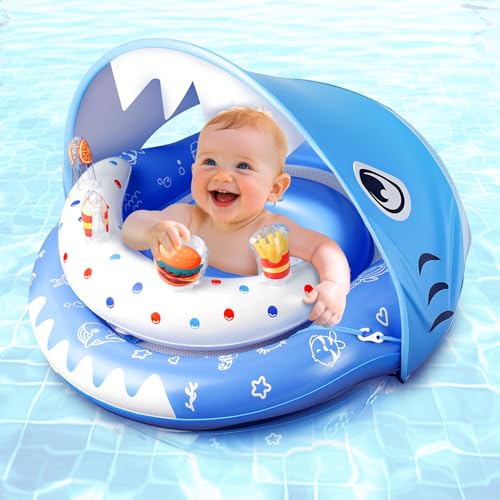 Baby Pool Float with Canopy UPF50+ Sun Protection