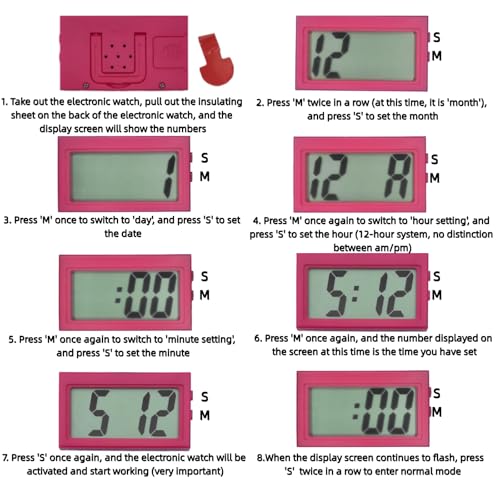 Image of Small Digital Clock,Portable Travel Clock,Classroom Bedroom Bathroom Glass Car Motorcycle Dashboard Mini Clock Battery Operated Self Adhesive (1, red)