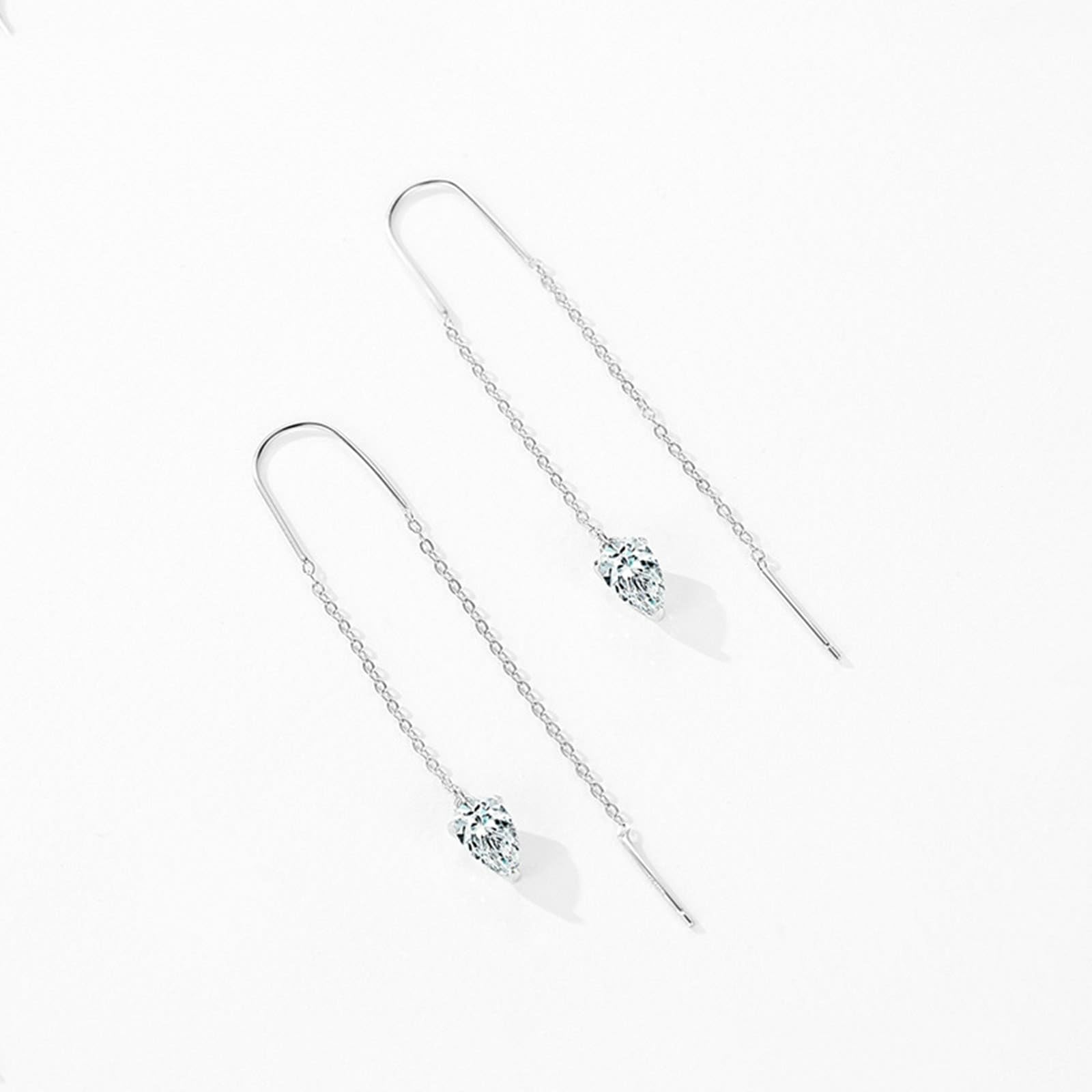 Pendientes de oro blanco Au750 de 18 quilates con forma de lágrima