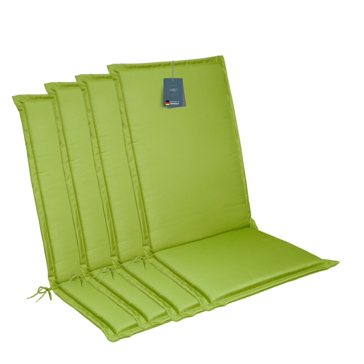 LILENO HOME Mia Garden Chair Cushions [Set of 6 - High-Back] in Apple Green - Comfortable Loungers as Seat Cushions for Garden Furniture - Chair Cushions for Garden Chairs and Folding Chairs — image 1