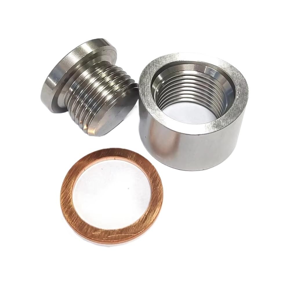 Lambdasonde M18 x 1,5 O2-Sensor-Anschluss, Sauerstoff-Montageanschlüsse und -stopfen, Adaptergewinde, gekerbte Ausführung, Auspuff-Einschweißanschluss mit