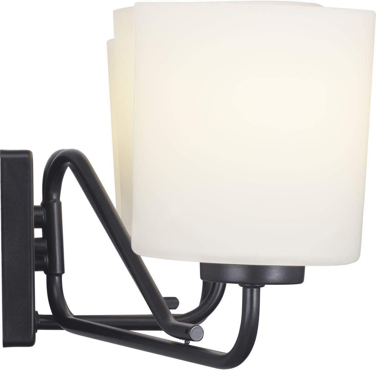 Progress Lighting Tobin Collection 3-Light Etched White Glass Modern Bath Vanity Light Matte Black