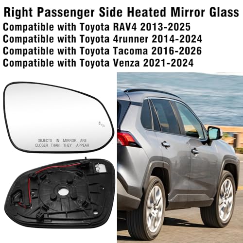 Moonlinks Right Passenger Heated Mirror Glass Compatible with Toyota RAV4 2013-2025/ 4runner 2014-2024/ Tacoma 2016-2026/ Venza 2021-2024, Exterior Heated Mirror Glass With Blind Spot for RAV4 Right by Moonlinks - Used condition - Image 2