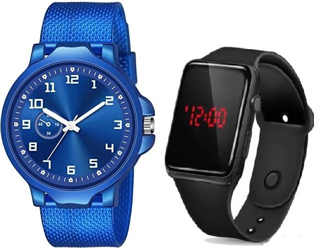 RPS FASHION WITH DEVICE OF R mens Analog & Digital Black PU Strap Analog Watch , Pack of 2