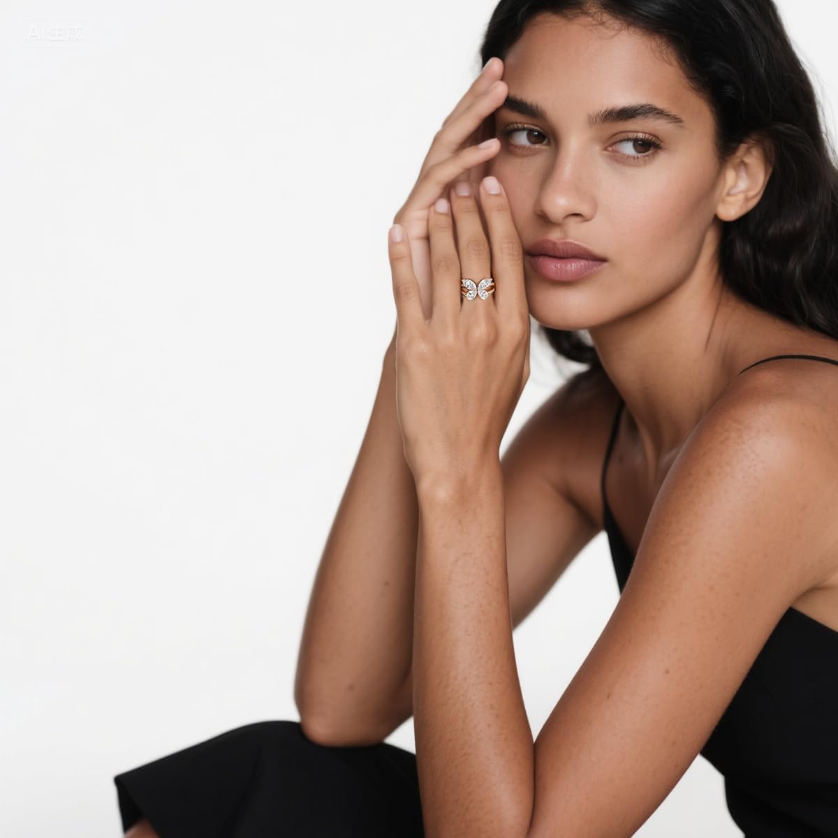 925 Sterling Silver Butterfly Rings for Women,Hypoallergenic 14K Gold Plated Chunky Band Rings With Cubic Zirconia Promise Ring for Her Jewelry Gifts - Image 5