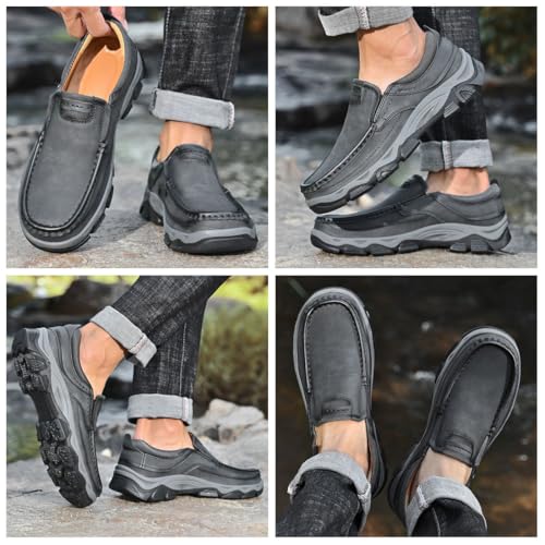 Men's Slip-On Leather Shoes – Breathable, Comfortable Walking Loafers with Arch Support for Work & Daily Wear3