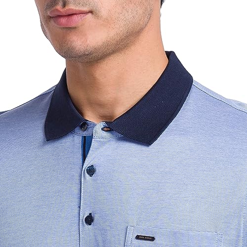Image of Park Avenue Men's Pure Cotton Two Tone Pattern Slim Fit Polo Collar Half Sleeve Casual T-Shirt