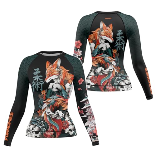 Samurai BJJ Rash Guard Shirt for Women MMA Training Jiu Jitsu Fight Gear Long Sleeve Top
