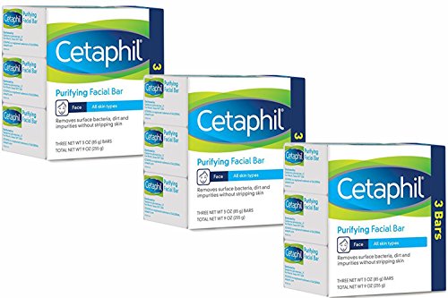 Cetaphil Purifying Facial Bar for All Skin Types, 9 Ounce (Pack of 3) 9 Bars total