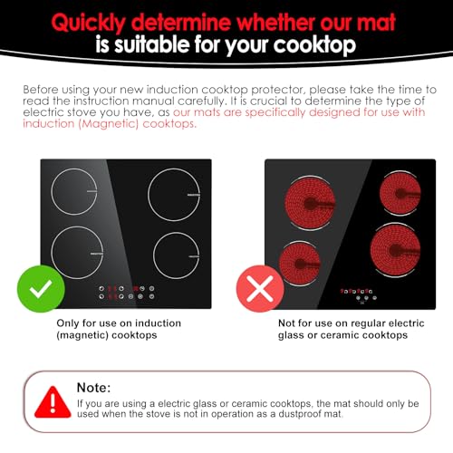 Image of Extra Large Induction Cooktop Protector Cover Mat (Magnetic) | 300C (572F) Heat-Resistant | Power Boost Compatible |,Range Covers for Electric Stove (Pure Black, 21.2x35.4 In)