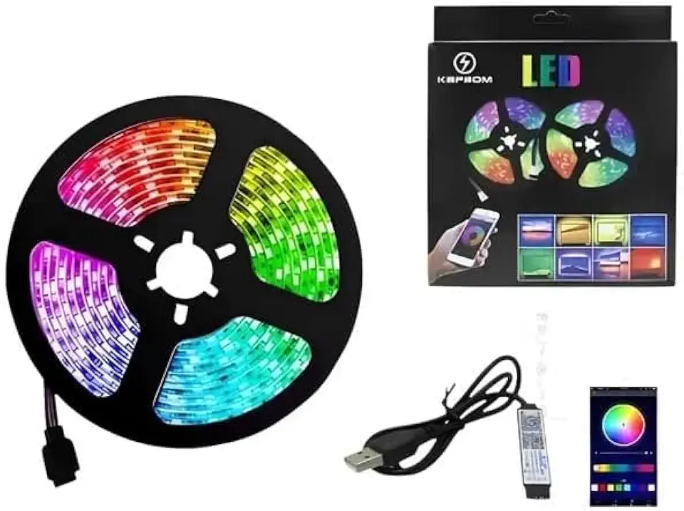 Fita LED 5050 RGB 5M com Bluetooth e Ritmo Musical